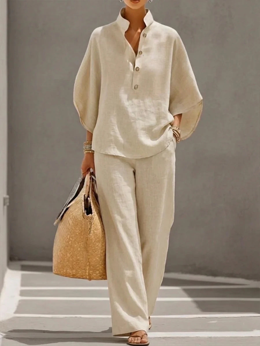 Ensemble Riviera : Tunique et Pantalon Fluide en Lin