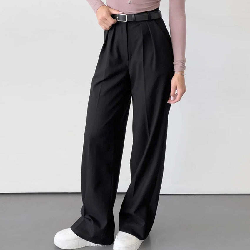 Pantalon Large à Pinces Taille Haute
