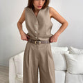 Ensemble Femme Élégant – Gilet Sans Manches à Col V