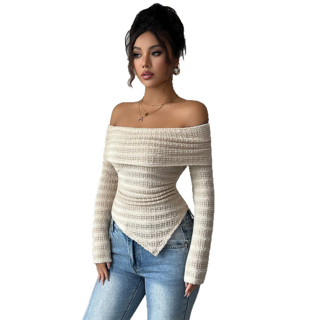 Haut Ajusté à Col Bardot Asymétrique