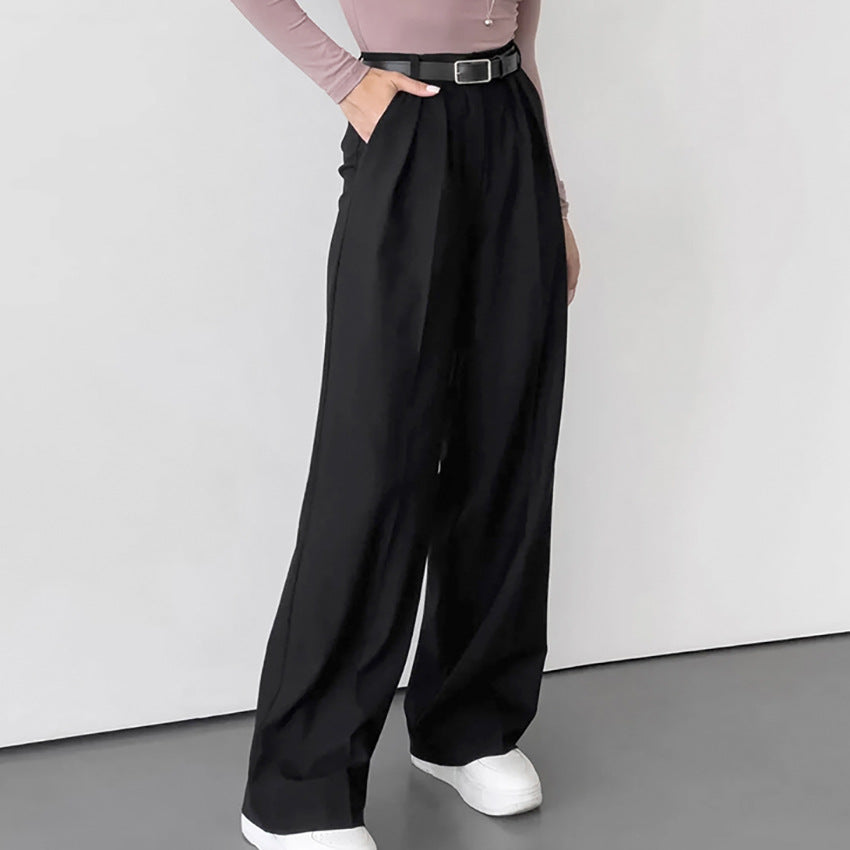 Pantalon Large à Pinces Taille Haute