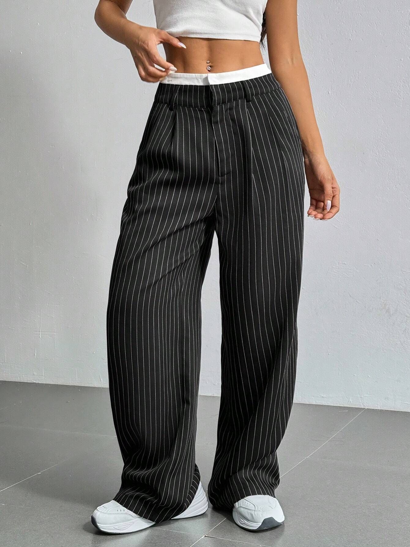 Pantalon Droit à Rayures