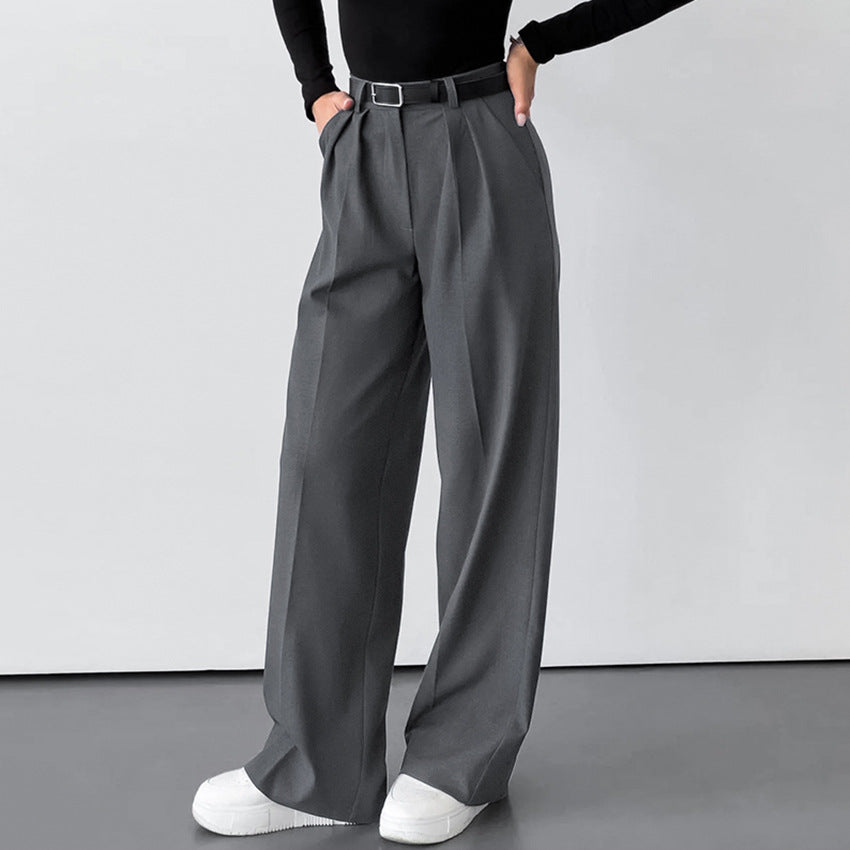 Pantalon Large à Pinces Taille Haute