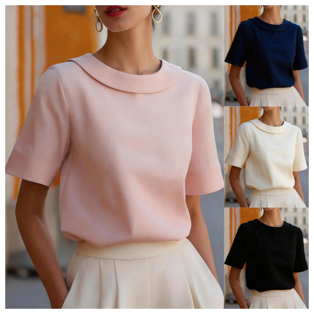 Blouse Ajustée à Col Claudine Moderne