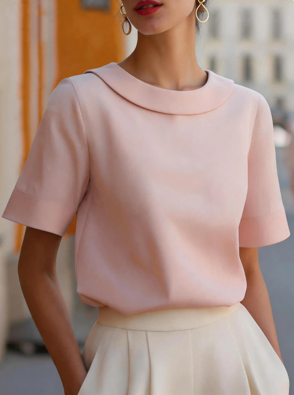 Blouse Ajustée à Col Claudine Moderne