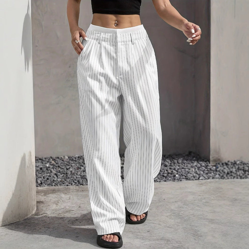 Pantalon Droit à Rayures