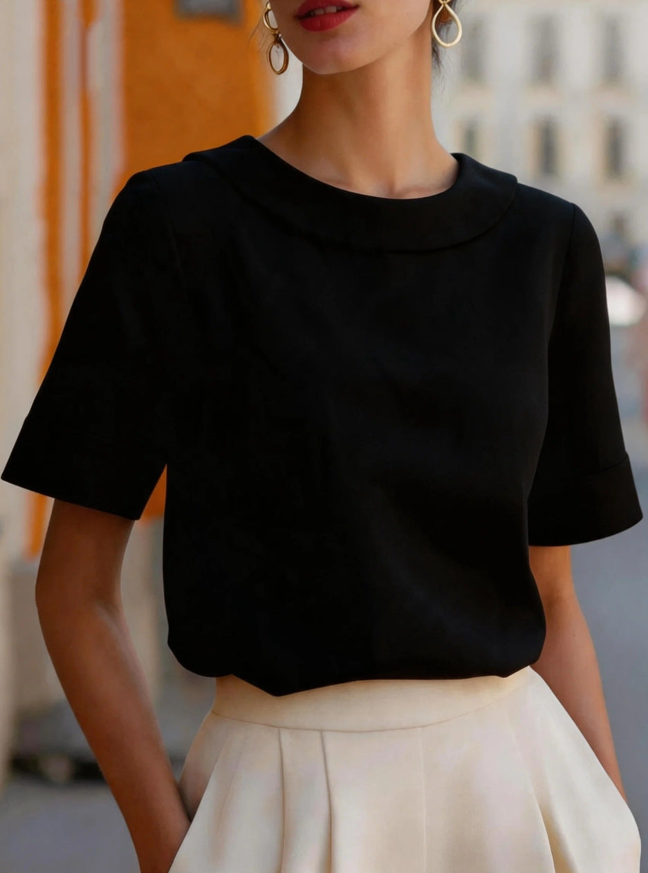 Blouse Ajustée à Col Claudine Moderne