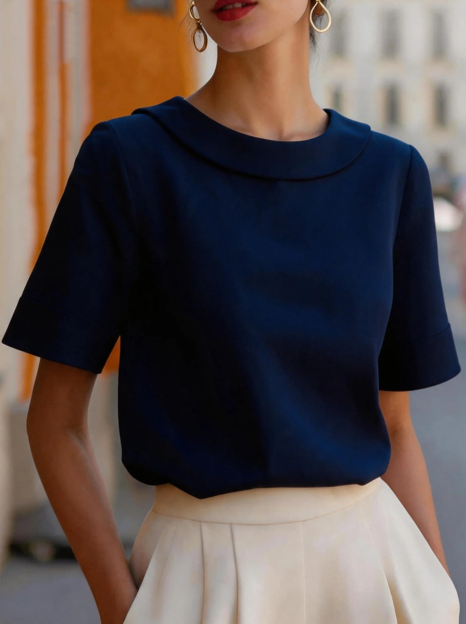 Blouse Ajustée à Col Claudine Moderne