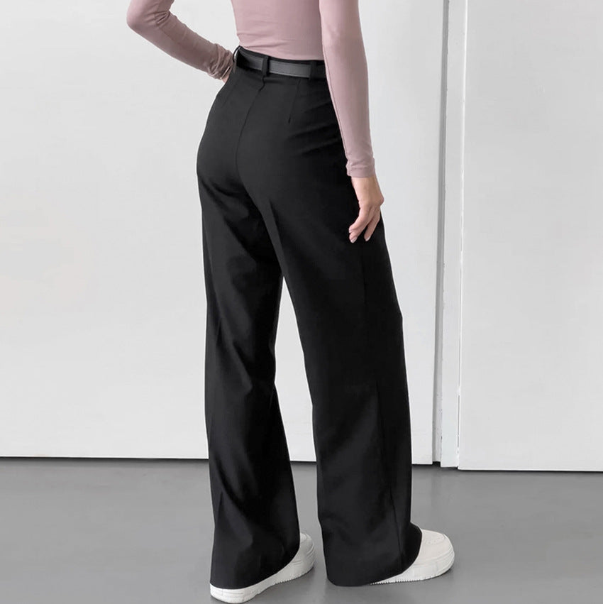 Pantalon Large à Pinces Taille Haute