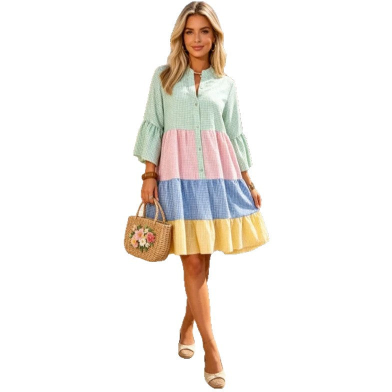 Robe Courte Volantée Multicolore
