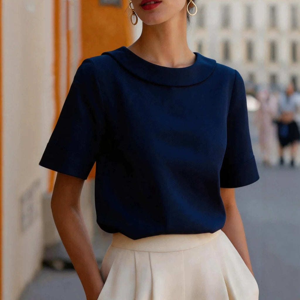 Blouse Ajustée à Col Claudine Moderne