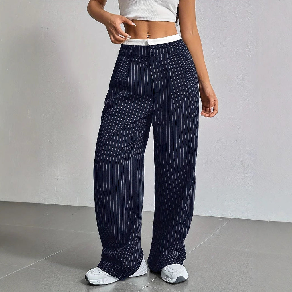 Pantalon Droit à Rayures