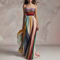 Robe Longue Bustier Plissée Multicolore