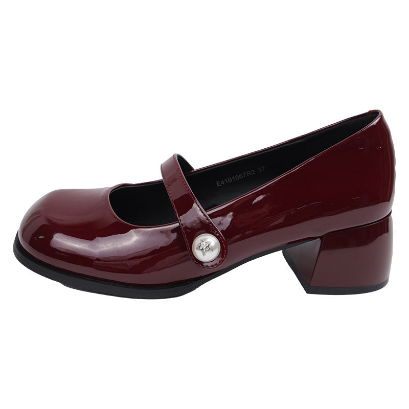 Chaussures Mary Jane Vernis à Talon Bloc