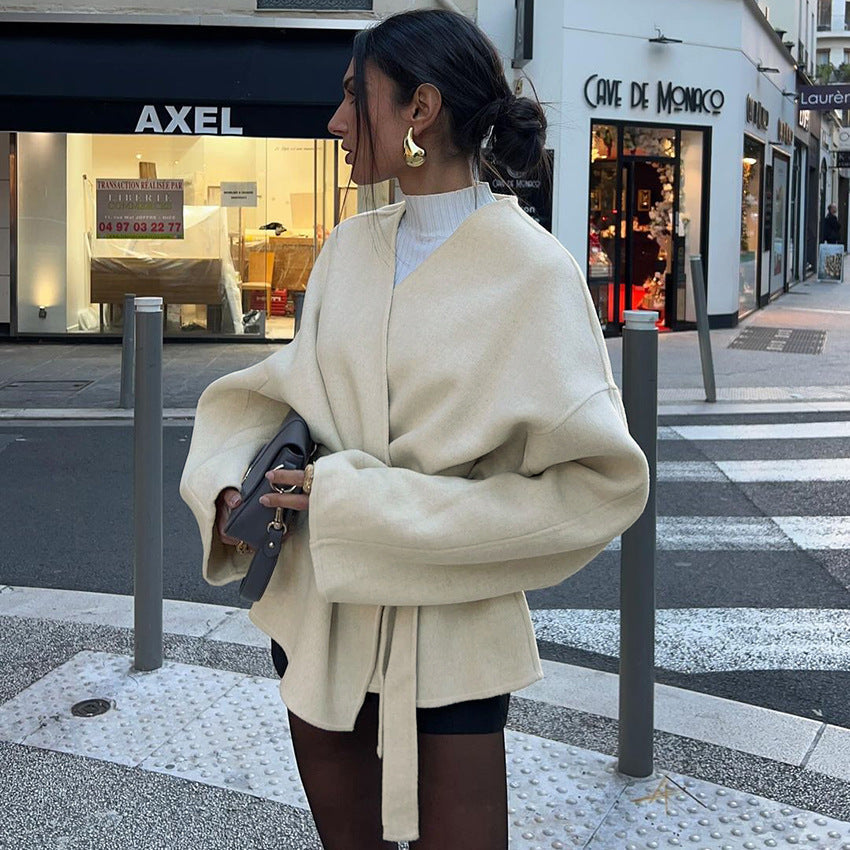 Veste Ceinturée Coupe Cache-Cœur