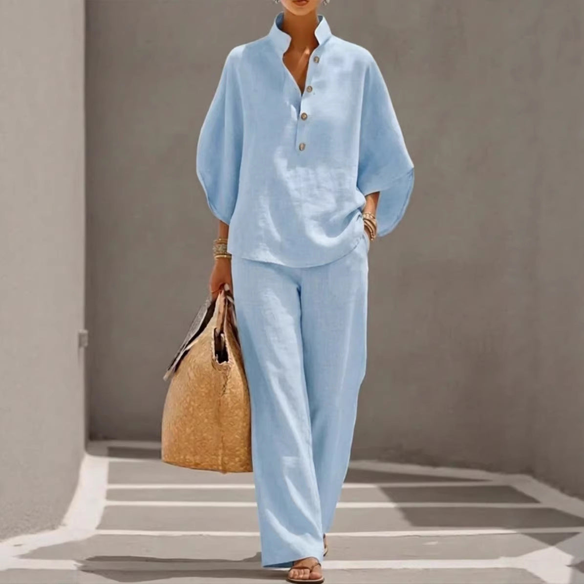 Ensemble Riviera : Tunique et Pantalon Fluide en Lin