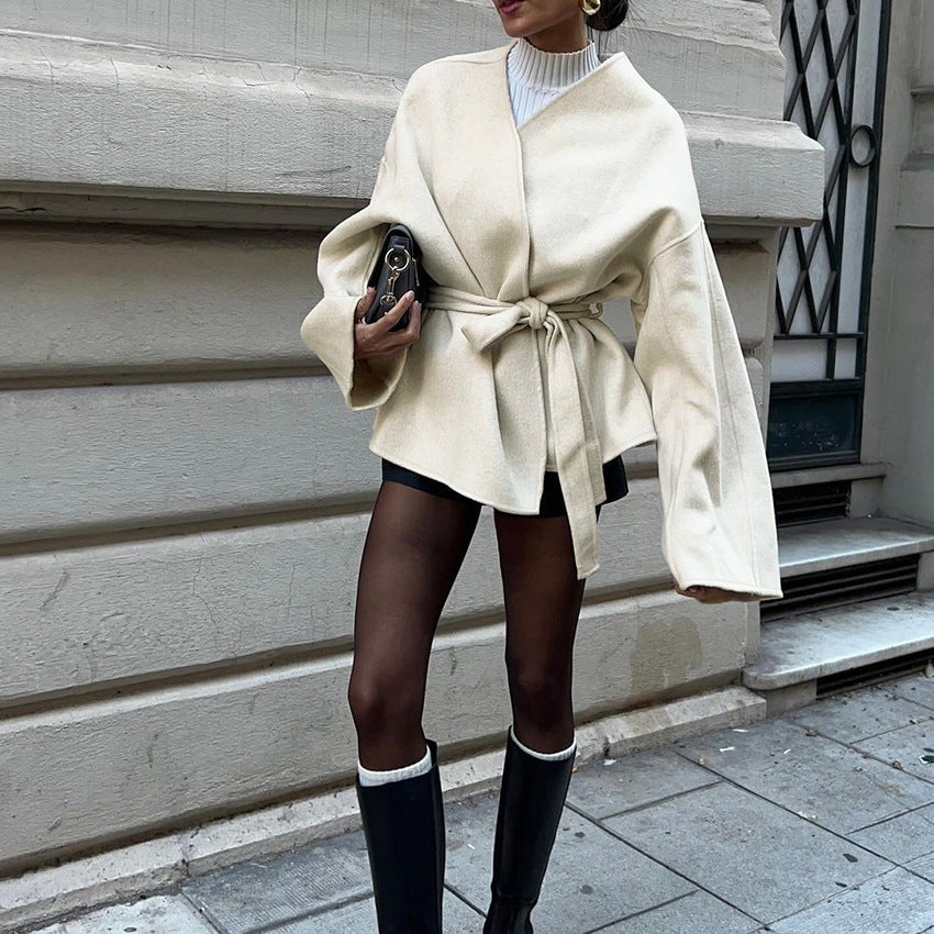 Veste Ceinturée Coupe Cache-Cœur