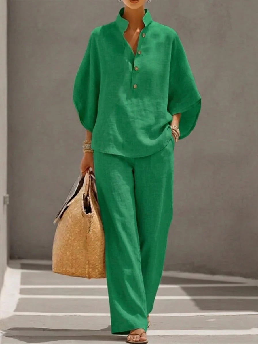 Ensemble Riviera : Tunique et Pantalon Fluide en Lin