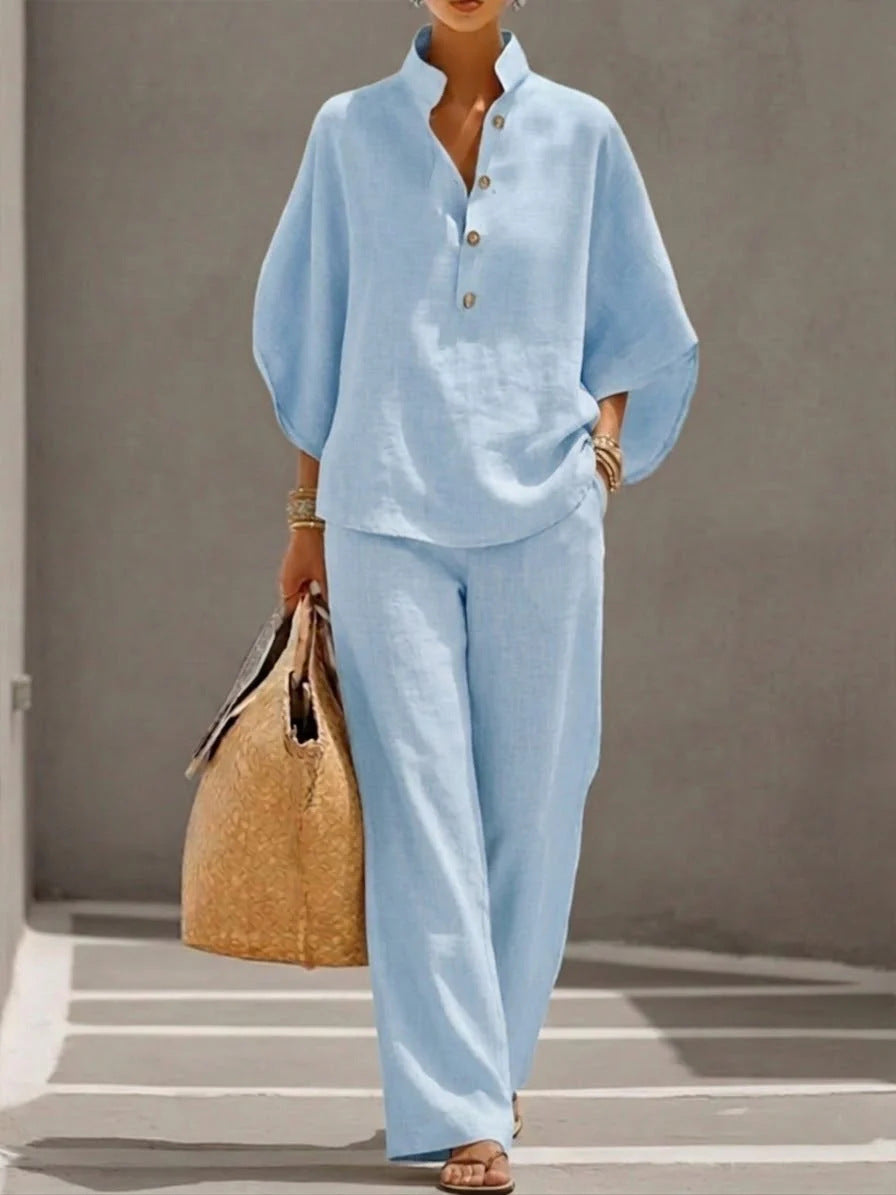 Ensemble Riviera : Tunique et Pantalon Fluide en Lin