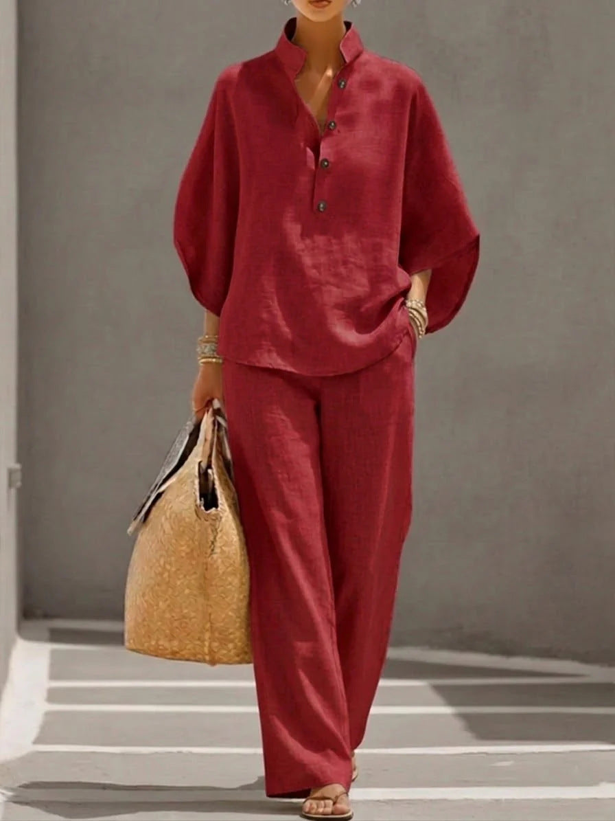 Ensemble Riviera : Tunique et Pantalon Fluide en Lin