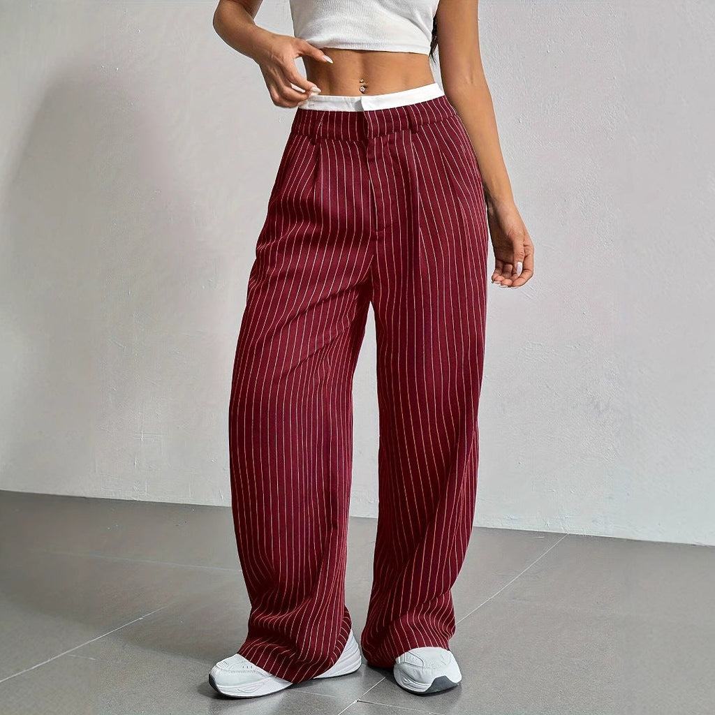 Pantalon Droit à Rayures