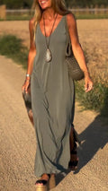 Robe Longue Fluide à Col en V