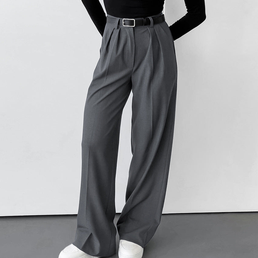 Pantalon Large à Pinces Taille Haute
