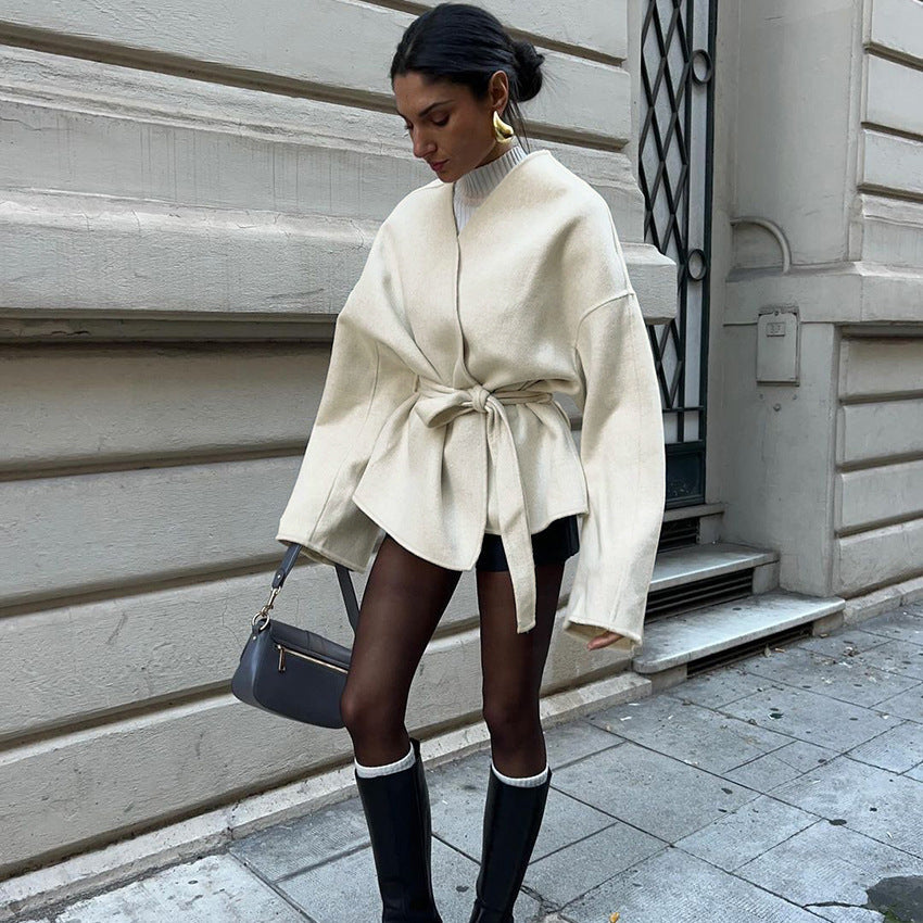 Veste Ceinturée Coupe Cache-Cœur