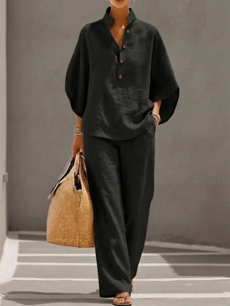 Ensemble Riviera : Tunique et Pantalon Fluide en Lin