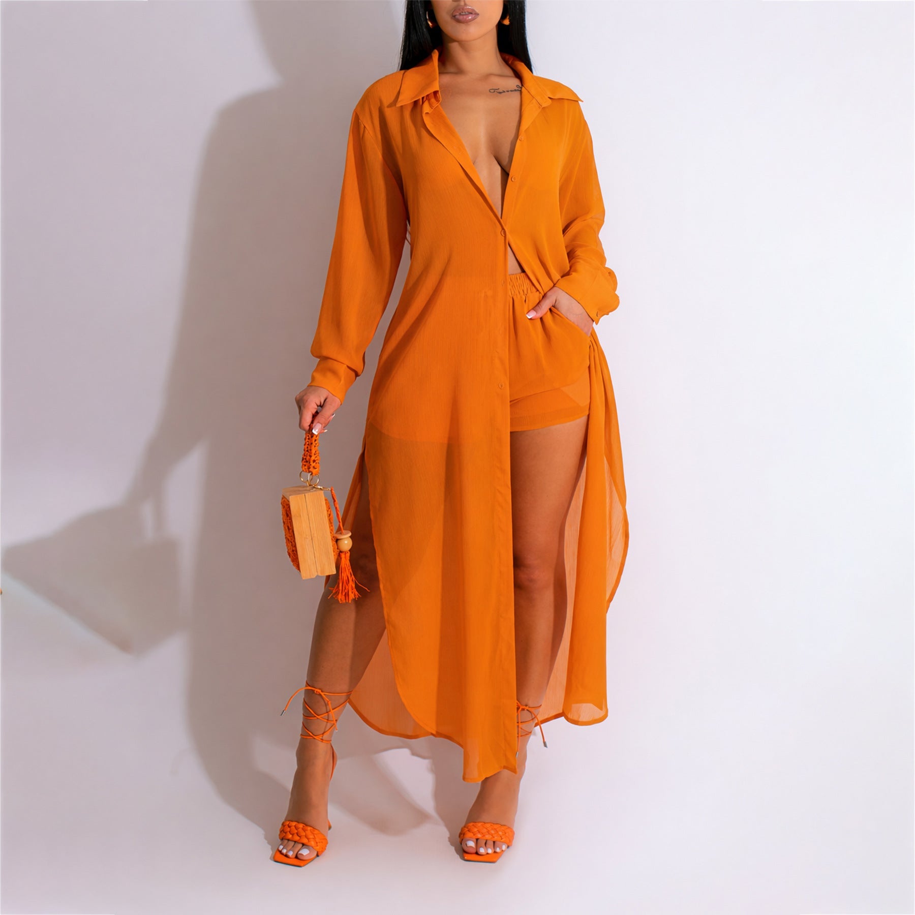 Ensemble Deux Pièces Tunique Longue et Short Ajusté