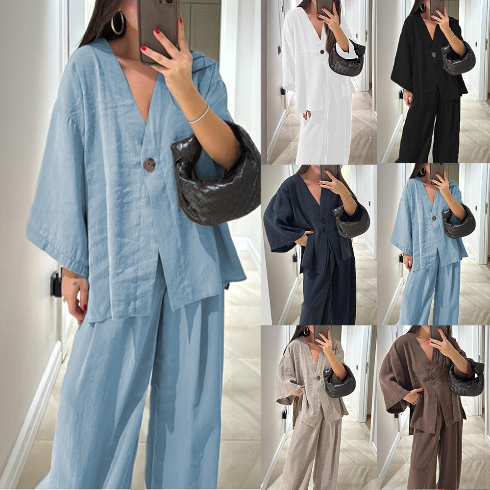 Ensemble Kimono Décontracté en Lin Casual