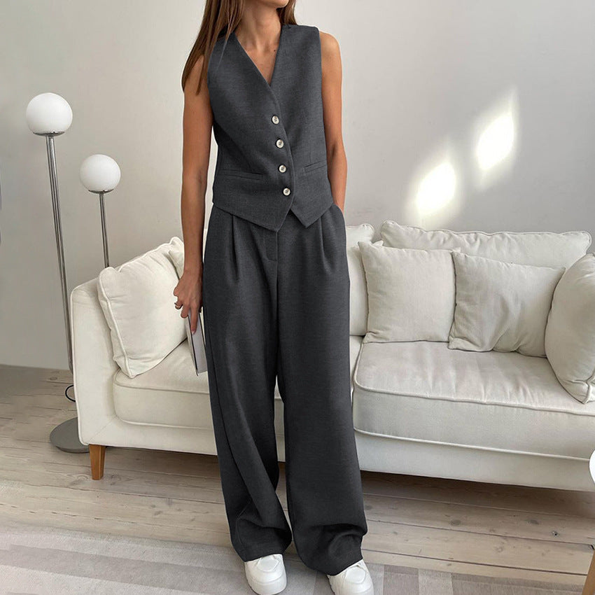 Ensemble Femme Élégant – Gilet Sans Manches à Col V