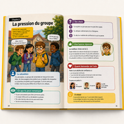 Aperçu illustré du livre TU SAURAS QUOI FAIRE sur la pression du groupe
